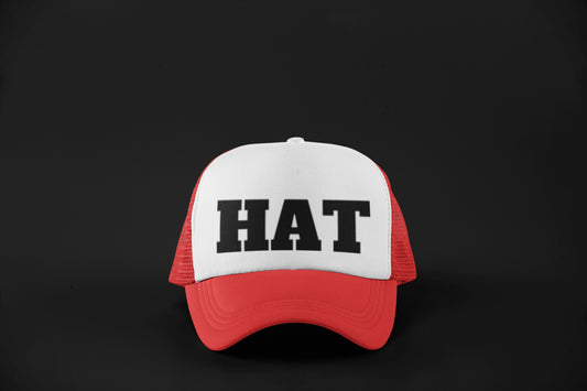 Red. White. Hat. Hat.